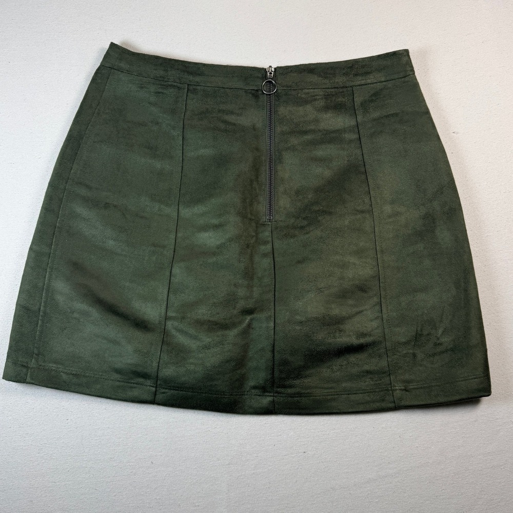 Old Navy Olive Green Mini Skirt Faux Suede A Line Panel Skirt Size 10 Casual NWT